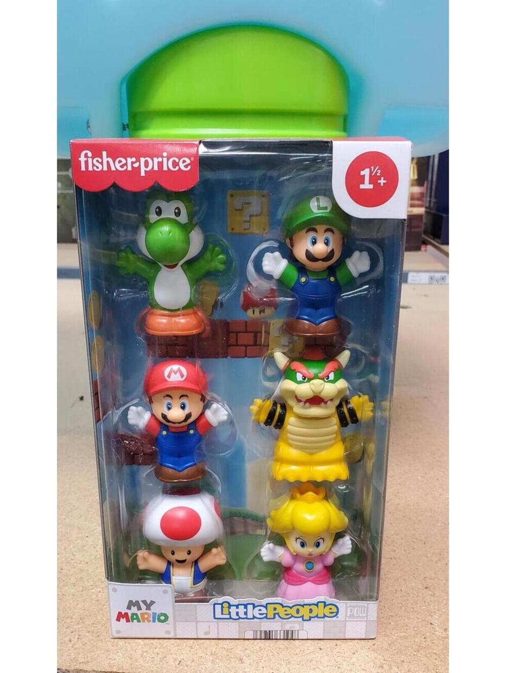 Fisher-Price Little People Super Mario Figure Set Mario Luigi Peach Bowser NEW